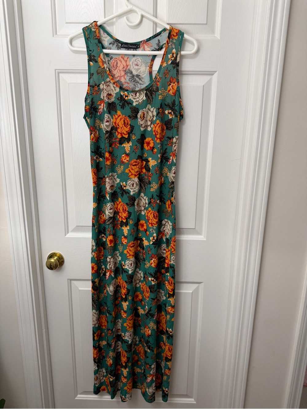 Floral Tank Maxi Dress in Teal and Orange - Casual Summer Dress